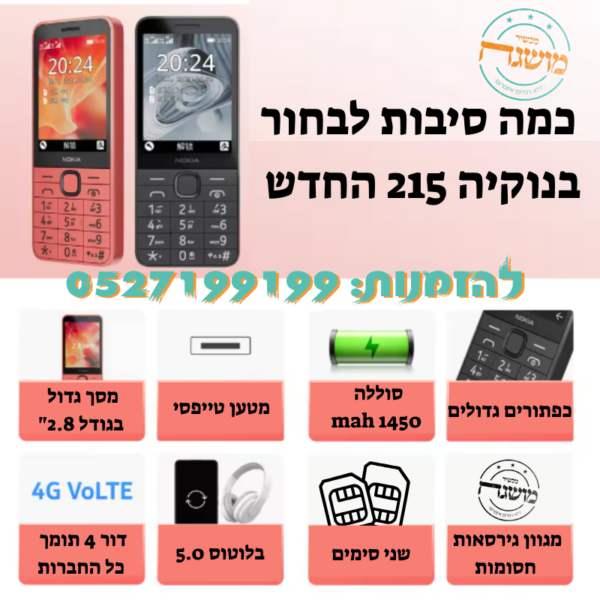 מכשיר נוקיה 215 2024 (נוקיה 220) תומך כשר - Image 3